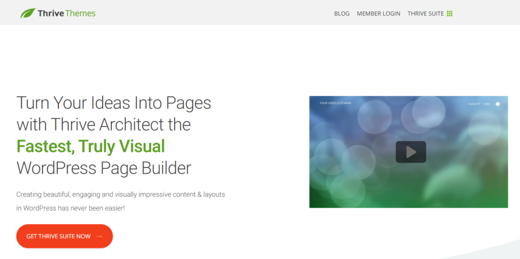 Thrive architect landing page builder