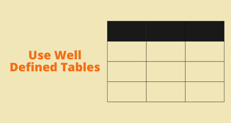 Use well defined tables
